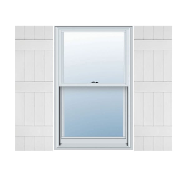Ekena Millwork 14-in. W x 55-in. H Mid-America Vinyl, Standard Size Four Board Joined Shutters, 117, Bright White, PR 00031455117 - main